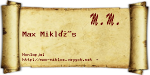 Max Miklós névjegykártya